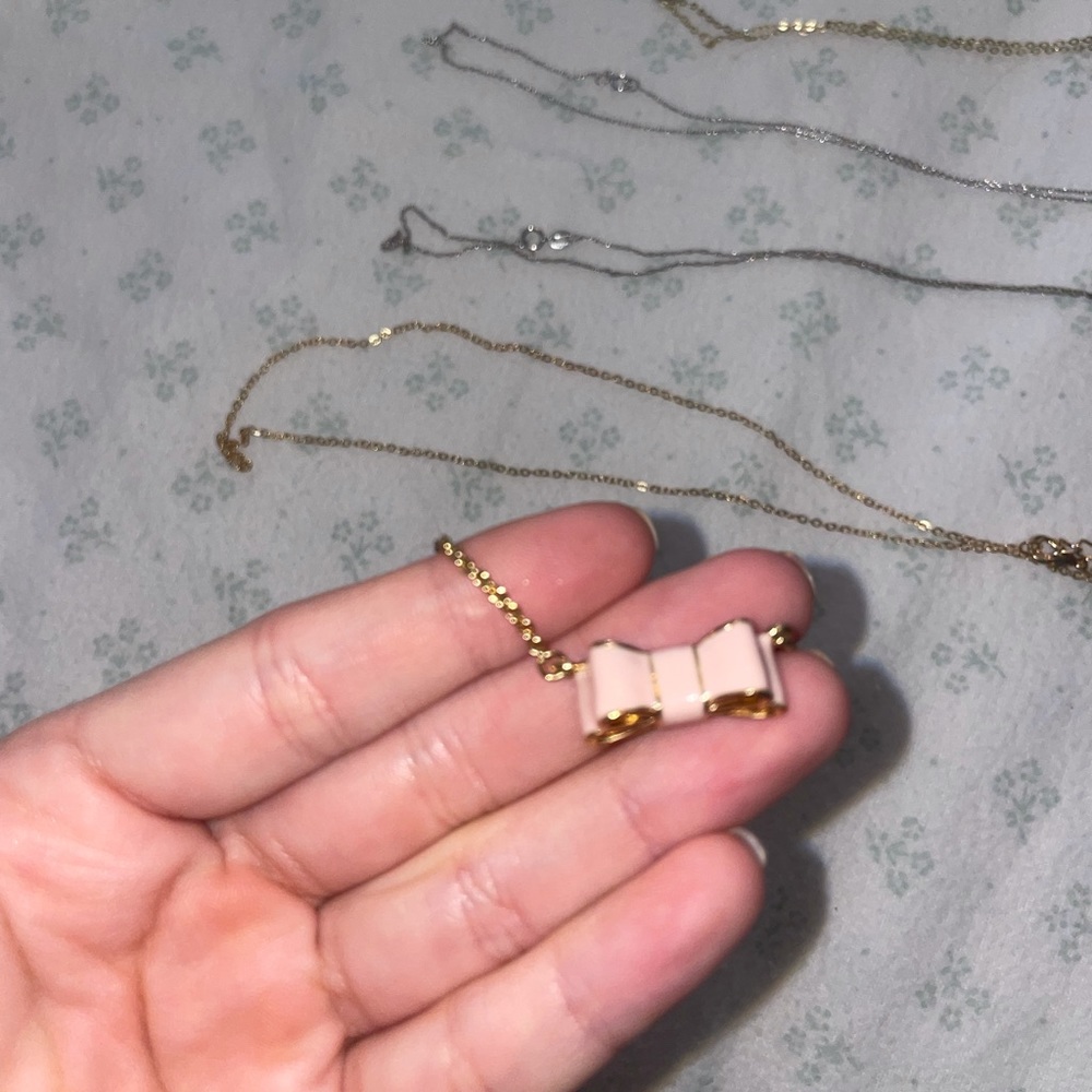 Pink Kate spade bow necklace